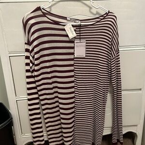 Alexander Wang burgundy/white striped long sleeve shirt - NWTS